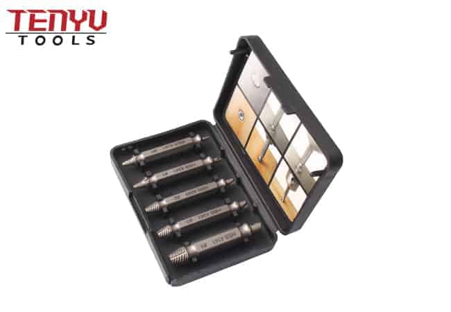 5Pcs HSS 4241 Double Ended Broken Screw Extractor Set for Drill and Take Out the Stripped Screw