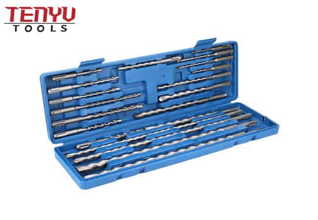 20pcs 40Cr Steel with YG8C Alloy Tip Rotary Hammer SDS Plus Drill Bits Set with Plastic Box for Masonry Concrete