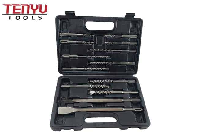 40Cr Steel SDS Plus Electric Drill Bits and SDS Point Flat Chisel Set with Storage Case for Concrete Masonry Drilling