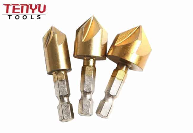 6mm-19 mm Hss Countersink Hex Shank 5 Flutes 90 Degree Chamfer Woodworking Drill Bit Set for Wood Metal Deburring