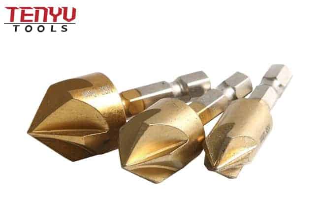 6mm-19 mm Hss Countersink Hex Shank 5 Flutes 90 Degree Chamfer Woodworking Drill Bit Set for Wood Metal Deburring