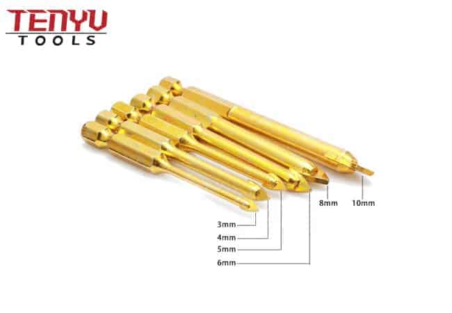 6mm Ceramic Tile Drill Bit with Carbide Cross Tip Quick Change Hex Shank Tile Drill Bits for Glass Tile Fast Drilling