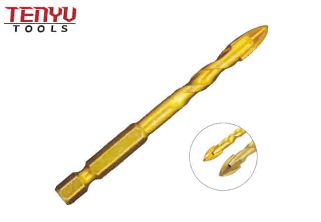 6mm Ceramic Tile Drill Bit with Carbide Cross Tip Quick Change Hex Shank Tile Drill Bits for Glass Tile Fast Drilling