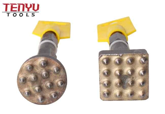 Carbide Tipped Round Head Bushing Hammer Tool with 17 A/F Hex Shank 10 Teeth Designed for Concrete Stone Grinding