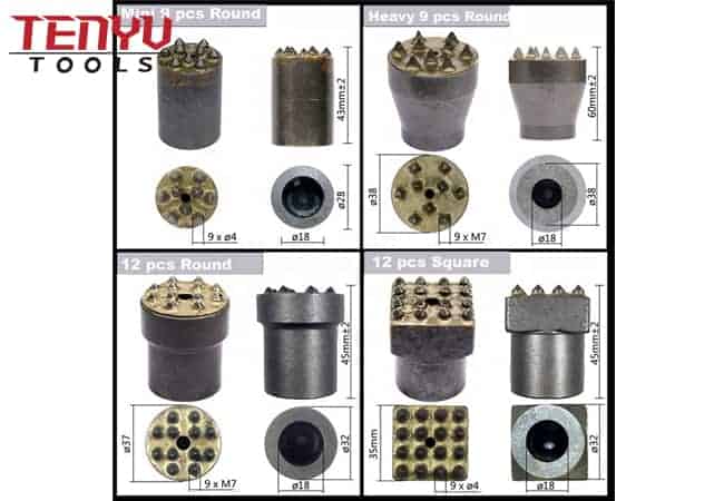 Electric Round Concrete Bushing Hammer Chisel Bit Tool for Concrete and Stone Drilling