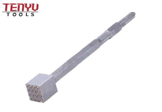 Electric Square 17 A/F Hex Shank Concrete Tooth Head Bushing Hammer Tool Chisel for Demolition and Concrete Breaker