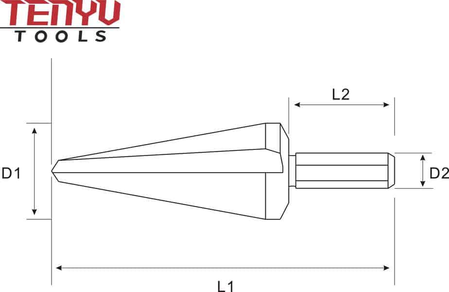 Broca escalonada HSS 4241 flauta dupla reta tipo guarda-chuva cônica para furação de metal