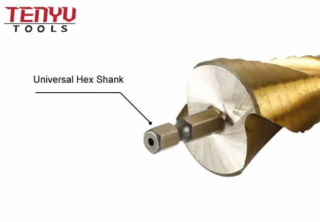 Hex Shank M2 Unibit Kademeli Matkap Ucu Metrik Boy Metal Paslanmaz Çelik Delme için Titanyum Kaplı