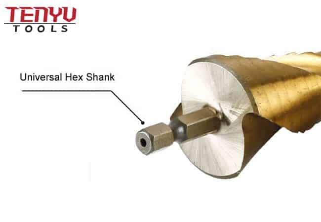 Metric Size Hex Shank Titanium Cotatd M2 Sheet Metal Step Up Cone Drill Bit