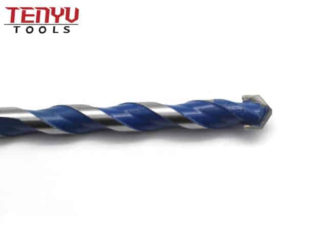 Multi Purpose Blue Painted Three-Flat Shank Spiral Flute Single Carbide Tip Masonry Drill Bits for Glass Tile Concrete