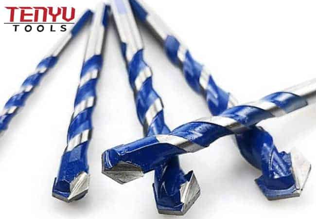 Multi Purpose Blue Painted Three-Flat Shank Spiral Flute Single Carbide Tip Masonry Drill Bits for Glass Tile Concrete