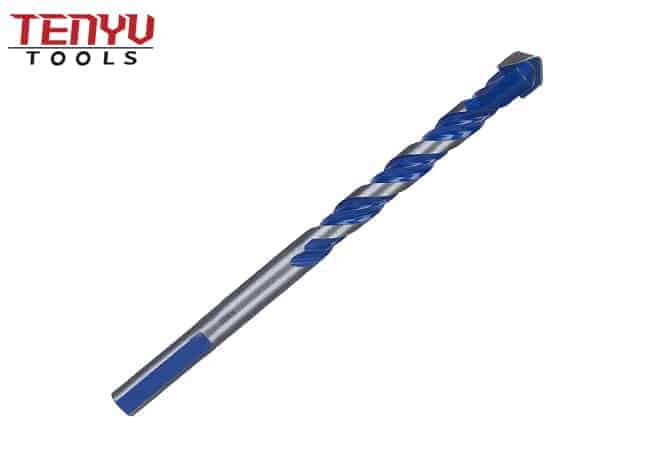 Multi Purpose Blue Painted Three-Flat Shank Spiral Flute Single Carbide Tip Masonry Drill Bits for Glass Tile Concrete