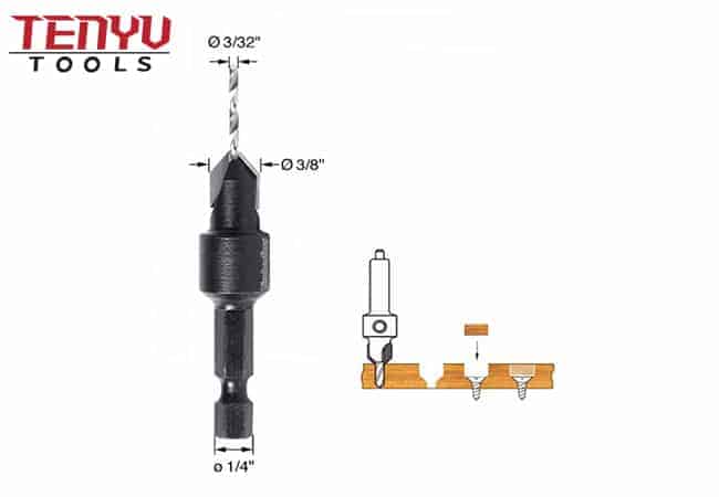 Power Hand Woodworking Drill Bit Tools Set Hex Shank Screw Hole Size Countersink Drill Bit Set for Wood Drilling