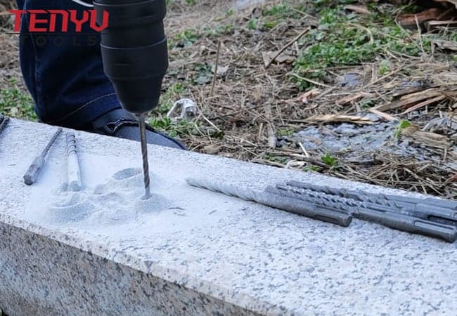 Punta de cabeza cruzada de carburo de flauta S4 Broca de martillo SDS Max para perforación de roca de mármol de piedra dura de hormigón