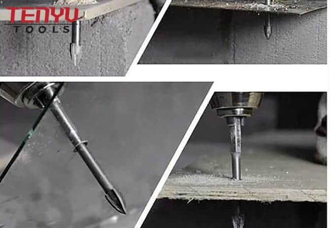 Sand Blasted Quick Change Hex Shank Cross Carbide Tip Glass Drill Bit for Glass Ceramic Porcelain Tile Drilling