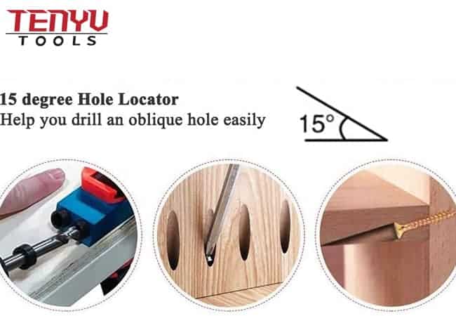 Gabarit de trou de poche pour le travail du bois à 15 degrés. Guides Joint Angle Tool Localisateur de menuiserie 14pcs Set
