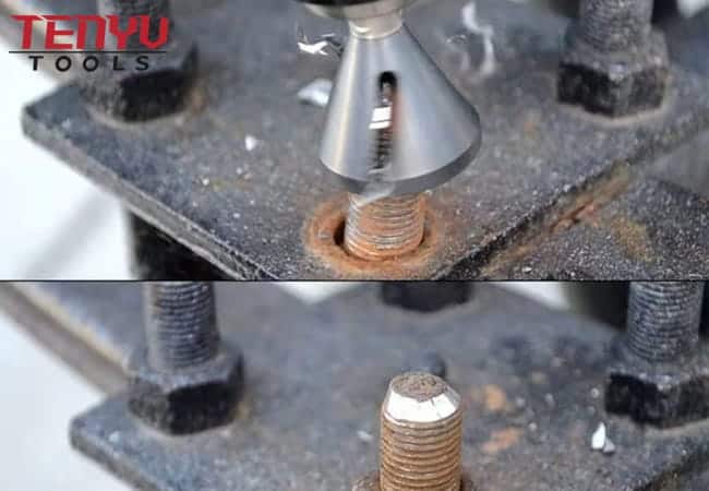 Outil d'ébavurage de boulon de chanfrein externe d'ébavurage foret pour la réparation rapide de dissolvant de bavures chanfrein externe en métal endommagé