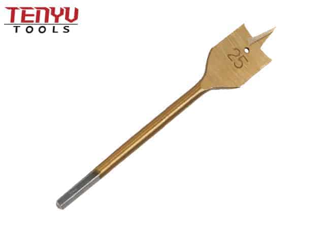 Titanium Coated Hexagon Shank Tri-Point Flat Wood Spade Paddle Drill Bit for Wood Drilling