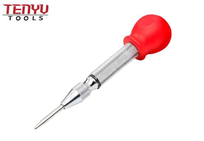 5 Inch Precision Diamond Knurled Brass Spring Loaded Automatic Center Hole Punch Tool for Accurate Drilling Applications