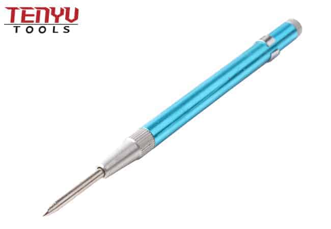 Blue Surface Spring-operated Automatic Center Punch Pencil Slim Design with a Pocket Clip for Punching Marking Scribing