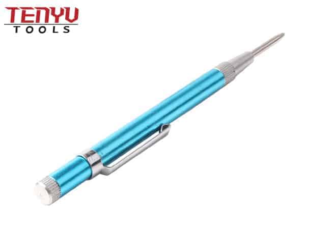 Blue Surface Spring-operated Automatic Center Punch Pencil Slim Design with a Pocket Clip for Punching Marking Scribing