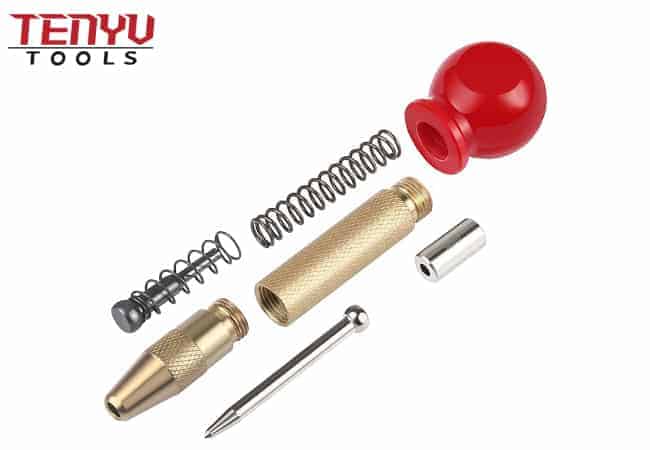 Gold Color Brass Metal Punch Knurled Brass Spring Loaded Automatic Center Punch for Steel or Wood Accurate Drilling