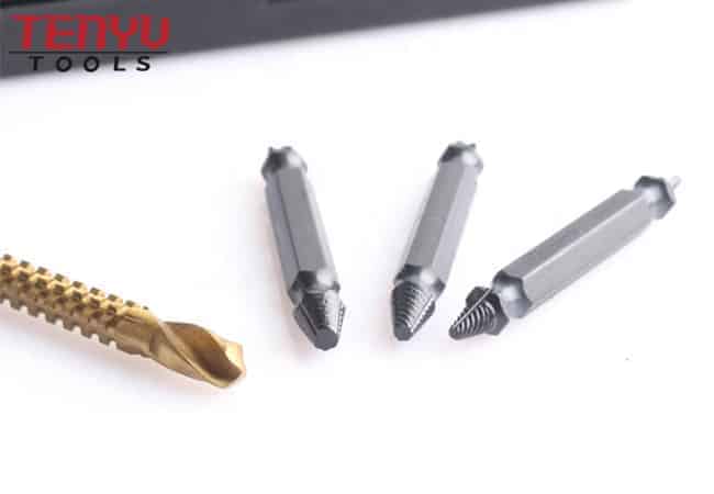 Titanium Coated HSS 4241 Saw Drill with Broken Damaged Screw Bolt Removal Extractor Set Made from S2