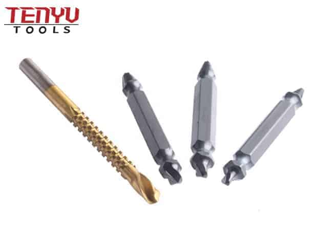 Titanium Coated HSS 4241 Saw Drill with Broken Damaged Screw Bolt Removal Extractor Set Made from S2