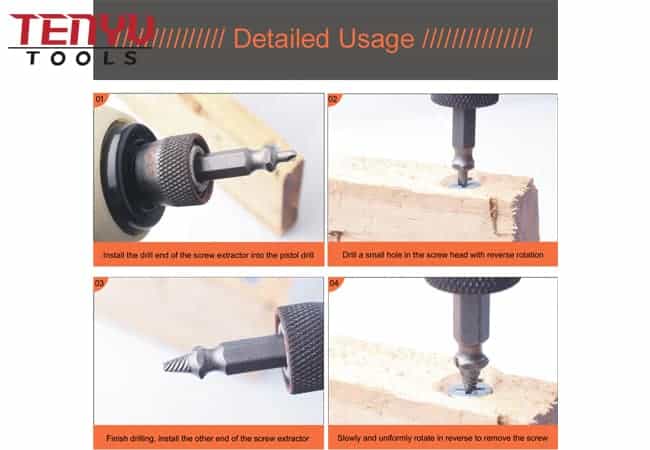 Titanium Coated HSS 4241 Saw Drill with Broken Damaged Screw Bolt Removal Extractor Set Made from S2