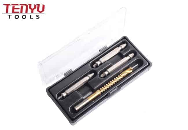 Titanium Coated HSS 4241 Saw Drill with Broken Damaged Screw Bolt Removal Extractor Set Made from S2