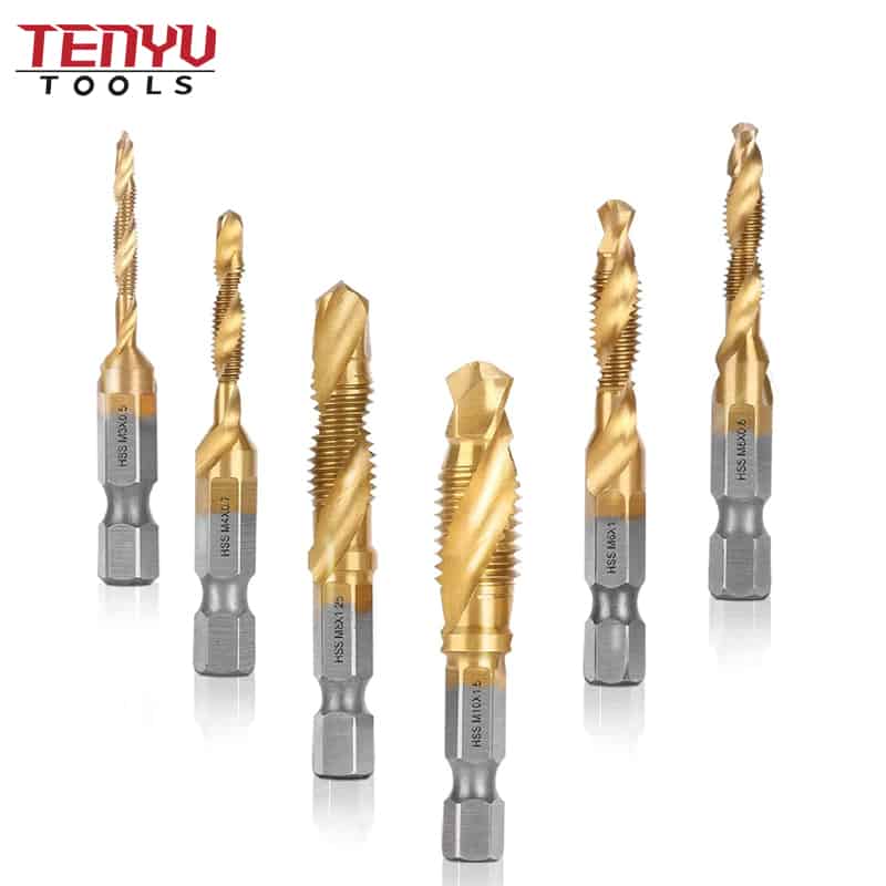 6 pack titanium combination drill tap bit set screw tapping metric thread hss 6 32nc 8 32nc 10 24nc 10 32nc 12 24nc 14 20nc