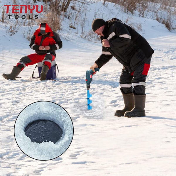 Barrenas de hielo de acero de carburo de tungsteno, brocas helicoidales para pesca en hielo, broca de barrena azul de alta resistencia intensiva