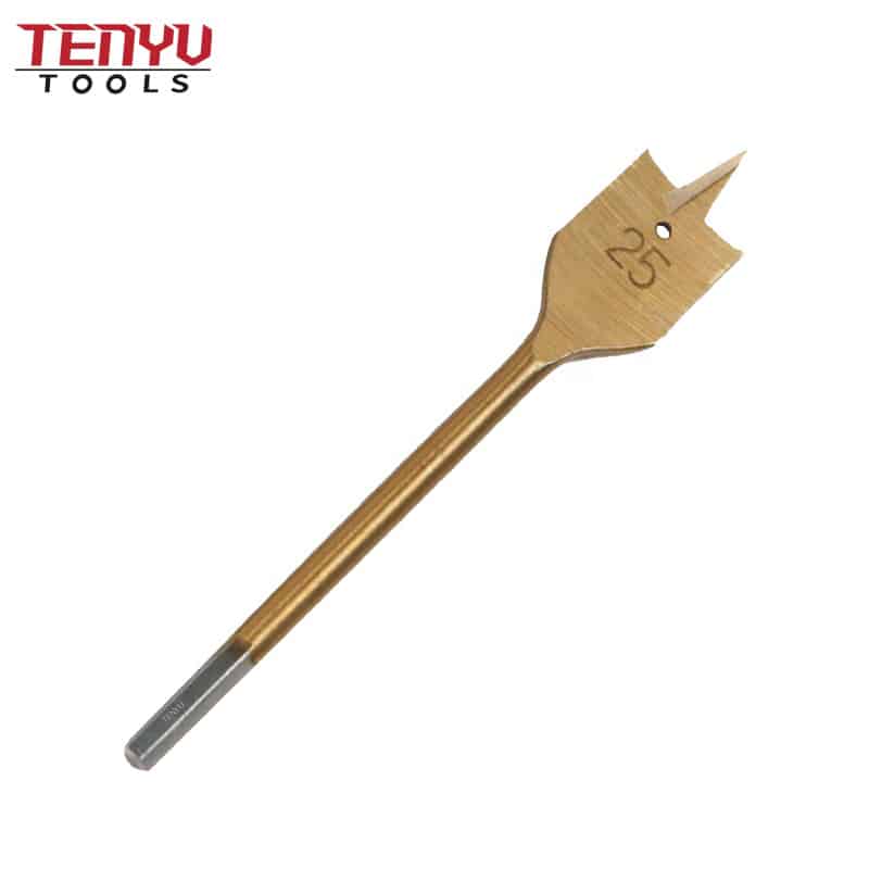 titanium coated hexagon shank tri point flat wood spade paddle drill bit for wood drilling