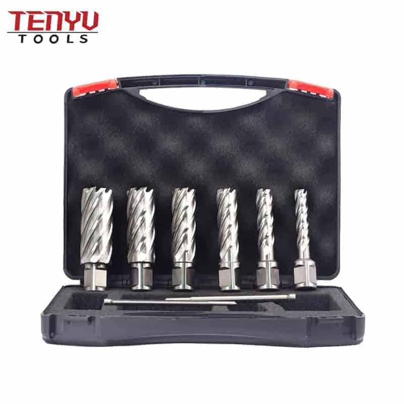 magnetic annular cutter drill bits set 4.763 inch shank 2 cutting depth 11.113inch to 26.988inch cutting diameter set