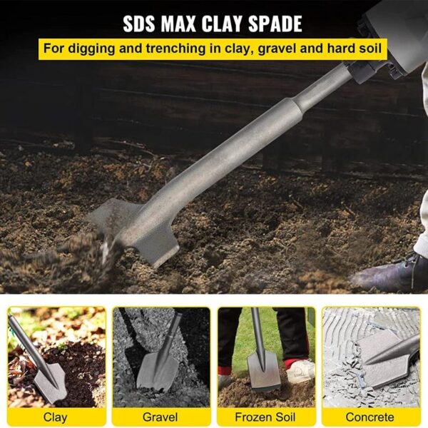 Martelo rotativo de aço 40cr sds max haste argila pá cinzel broca para cavar cascalho de solo duro