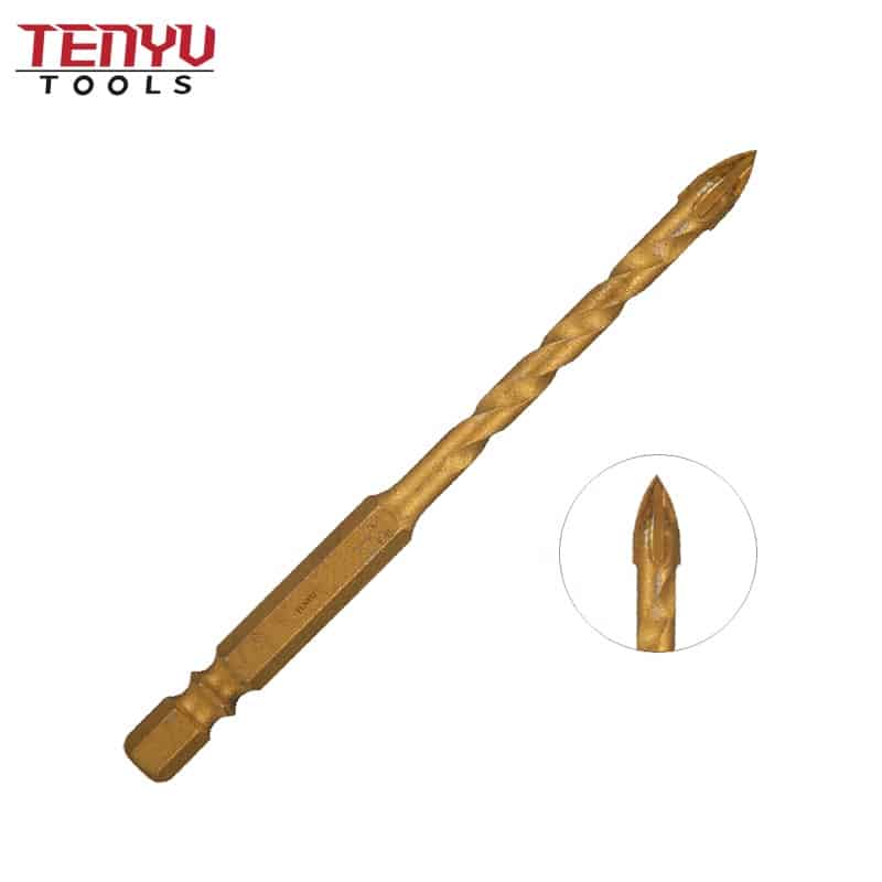 titanium coated glass and ceramic drill bits 6mm 12mm with r flute hex shank for bathroom tiles, or wall mirrors drilling